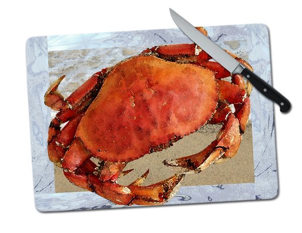 Crab Orange Large Tempered Glass Cutting Board