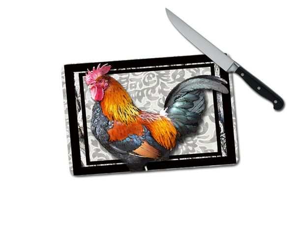 Rooster Small Tempered Glass Cutting Board