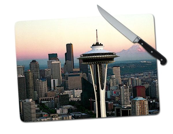Seattle Skyline Large Tempered Glass Cutting Board