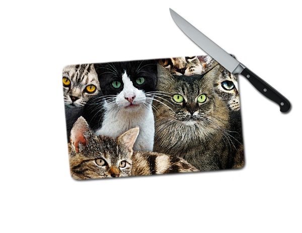 Cats Kittens Small Tempered Glass Cutting Board