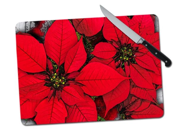 Poinsettia Large Tempered Glass Cutting Board