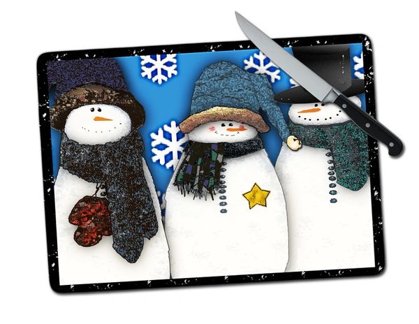 Snowman Large Tempered Glass Cutting Board