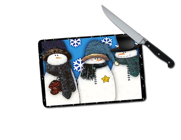 Snowman Small Tempered Glass Cutting Board
