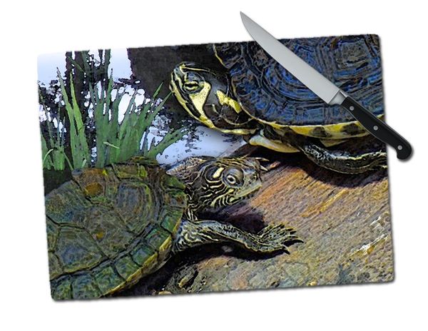 Turtles Large Tempered Glass Cutting Board