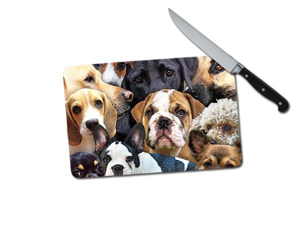 Dogs Small Tempered Glass Cutting Board
