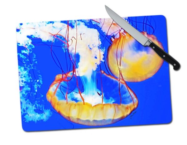 Jellyfish Large Tempered Glass Cutting Board