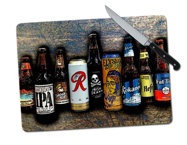Beer Brown Large Tempered Glass Cutting Board