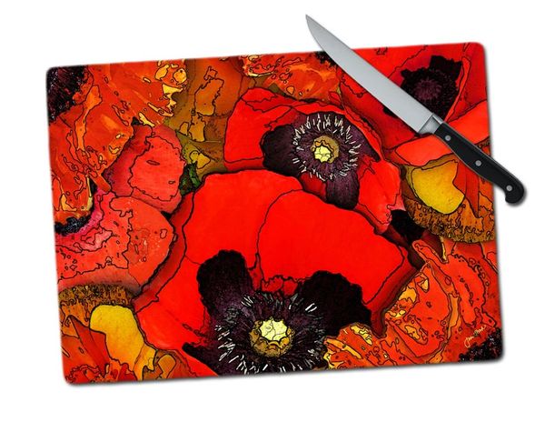 Poppy Pop Large Tempered Glass Cutting Board