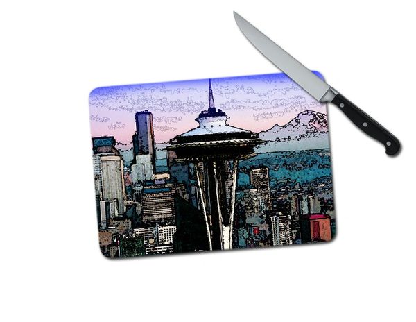 Seattle Pop Small Tempered Glass Cutting Board