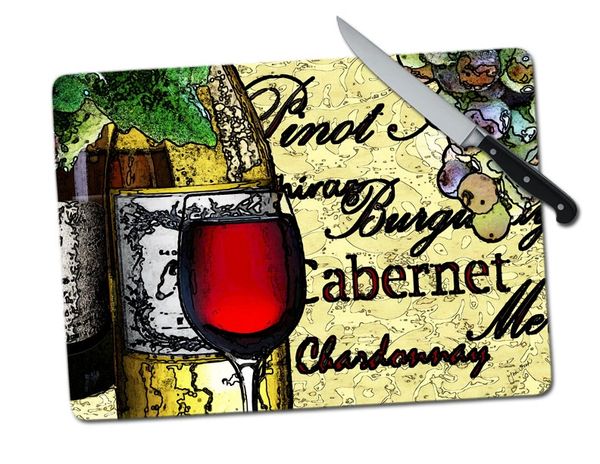 Wine Pop Large Tempered Glass Cutting Board