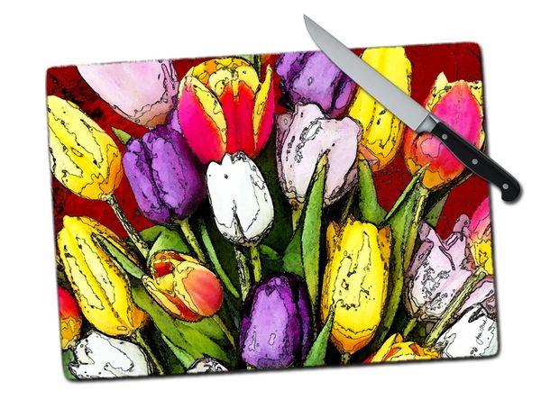 Tulip Pop Large Tempered Glass Cutting Board