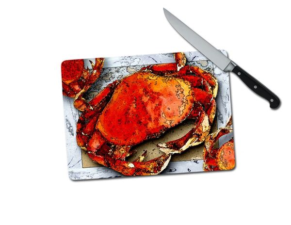 Crab Pop Small Tempered Glass Cutting Board