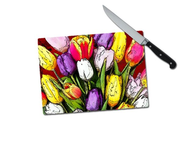 Tulip Pop Small Tempered Glass Cutting Board