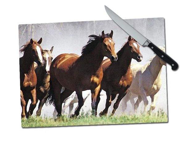 Horse Large Tempered Glass Cutting Board