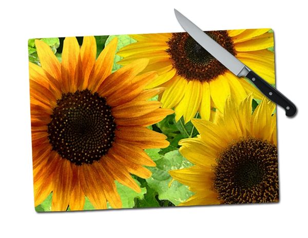Sunflower Large Tempered Glass Cutting Board