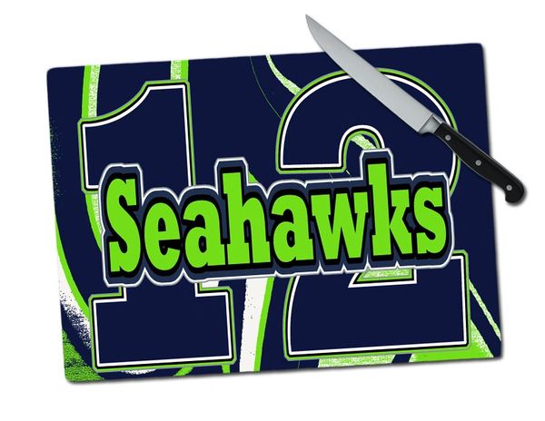 Seahawks 12 Large Tempered Glass Cutting Board
