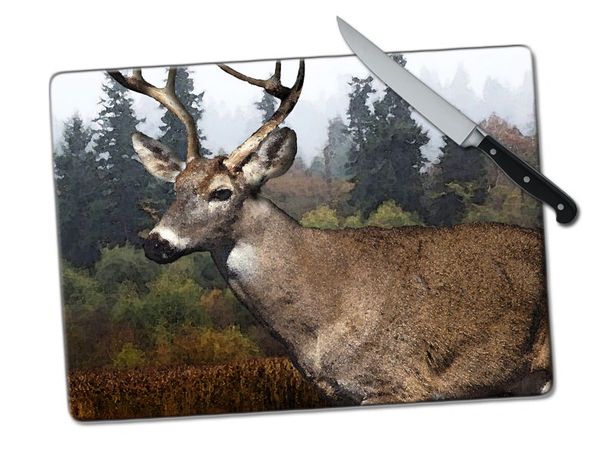 Deer Large Tempered Glass Cutting Board