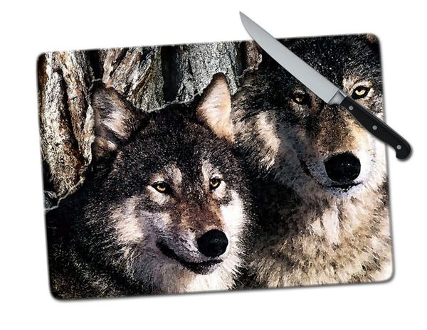 Wolves Large Tempered Glass Cutting Board