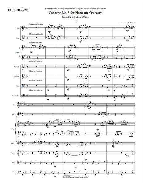 Piano Concerto No. 5 (Orch. Score & Parts) e-Print