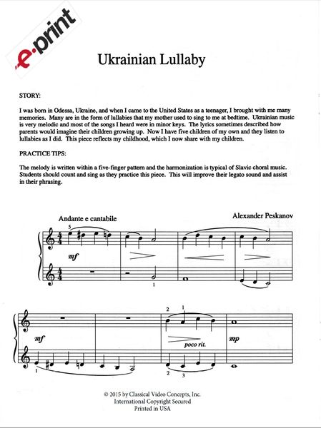 Ukrainian Lullaby (e-Print)