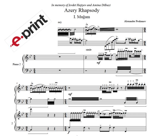 Azery Rhapsody (complete) Arranged for 2 Pianos (Digita)