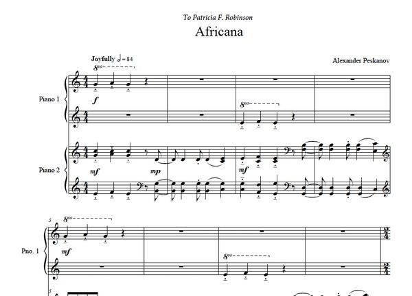 Africana - Piano Duet (1 Piano, 4 Hands) Digital