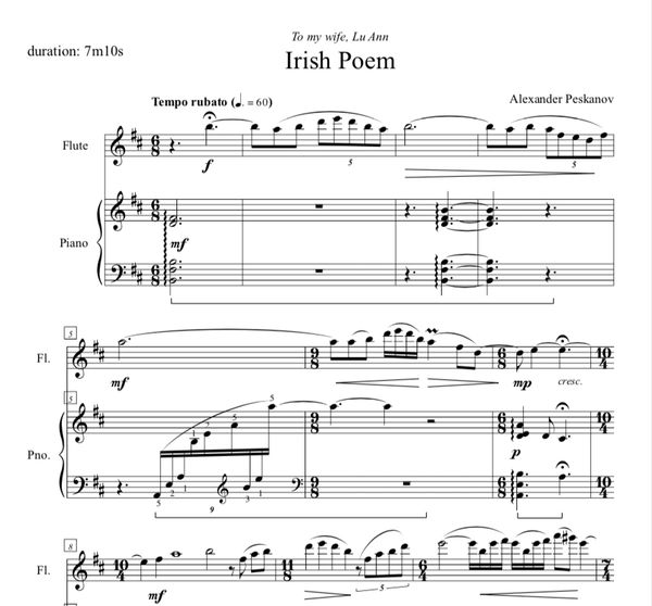 Irish Poem for Flute and Piano (Digital)