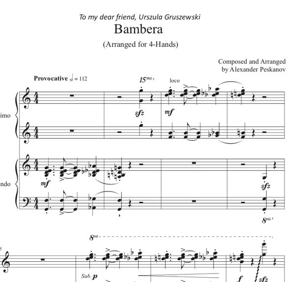 Bambera (1 Piano, 4-Hands) Arranged by A. Peskanov