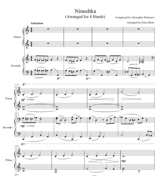 Ninushka (1 Piano, 4-Hands), Arr. by Irina Mints