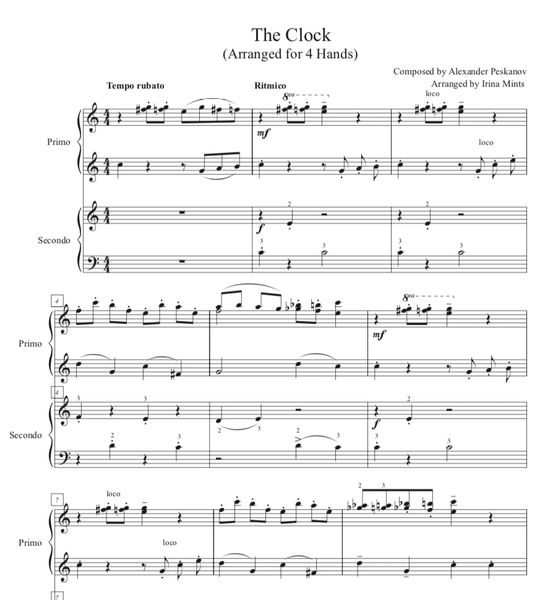 The Clock (1 Piano, 4-Hands), Arr. by Irina Mints
