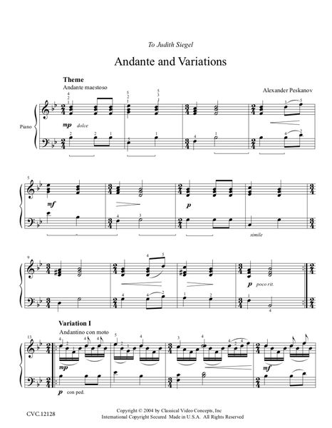 Andante and Variations (Digital) - Sunshine Suite