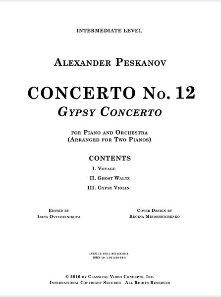 Piano Concerto No. 12 "Gypsy Concerto" (Arr. for 2 Pianos-Digital)