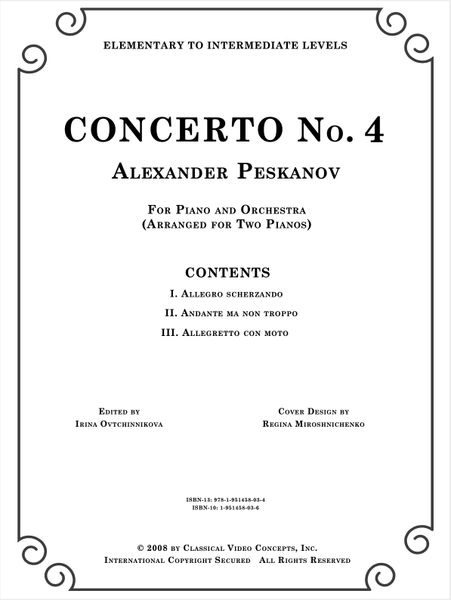 Piano Concerto (2nd Edition-Arr. for 2 Pianos-Digital) | Peskanov Music