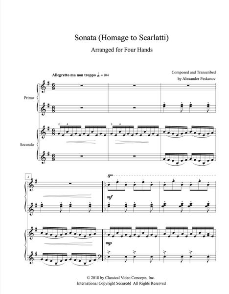Sonata "Homage to Scarlatti" (Arr. by Peskanov for 4-Hands) Digital