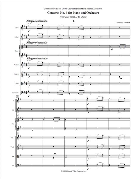 Piano Concerto No. 4 (Orch. Score & Parts) e-Print