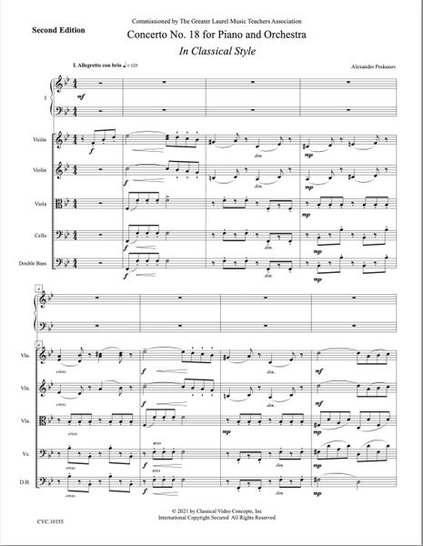 Piano Concerto No. 18 "In Classical Style" (2nd Edition-Orchestra Score & Parts)