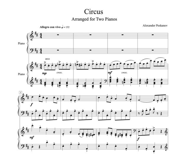 Circus (Arranged for Two Pianos -Digital)