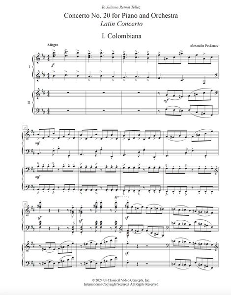 Piano Concerto No. 20 (First Edition - Arranged for 2 Pianos) e-Print