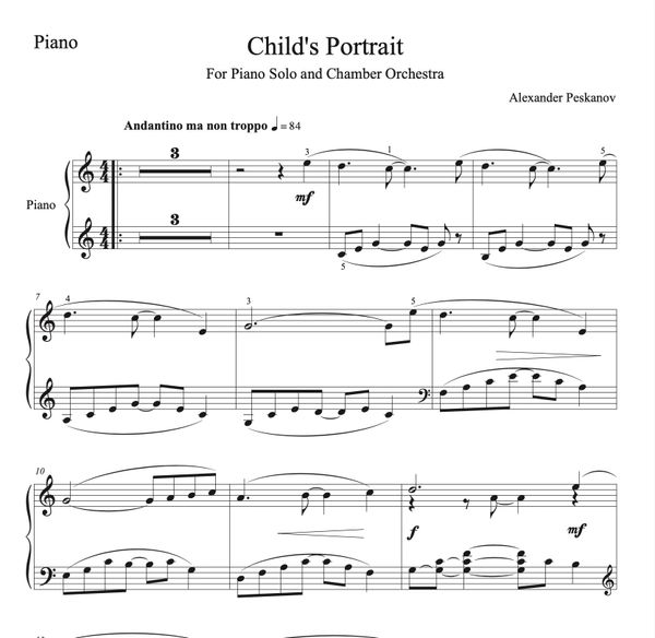 Child's Portrait (Piano Solo & Orchestra-Digital)