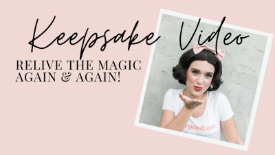 Get a special personalized message from a party princess. Snow White, Belle, Cinderella and more!