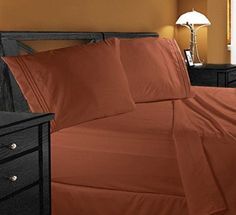 Split Top Queen Sheet Set (Flex), 1800 Thread Count Egyptian Comfort Carrot Orange