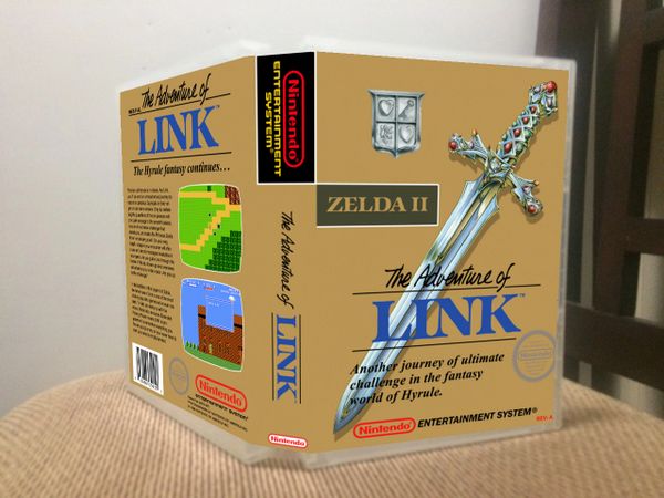 Legend of Zelda II The Adventure of Link GOLD CARTRIDGE NES Game Case with Internal Artwork