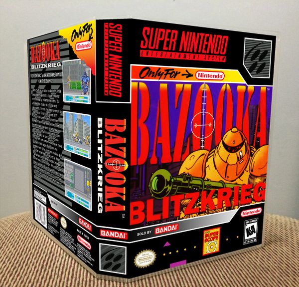 Bazooka Blitzkrieg SNES Game Case with Internal Artwork