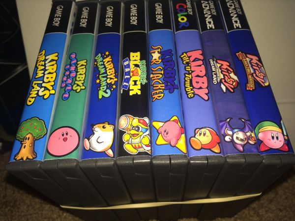 Kirby 8 Case Gameboy Lot WITH CUSTOM SPINES!