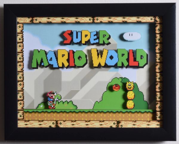 Download Super Mario World Snes Title Screen 3d Shadow Box Game Case King Custom Game Cases For Nes Snes N64 Gameboy