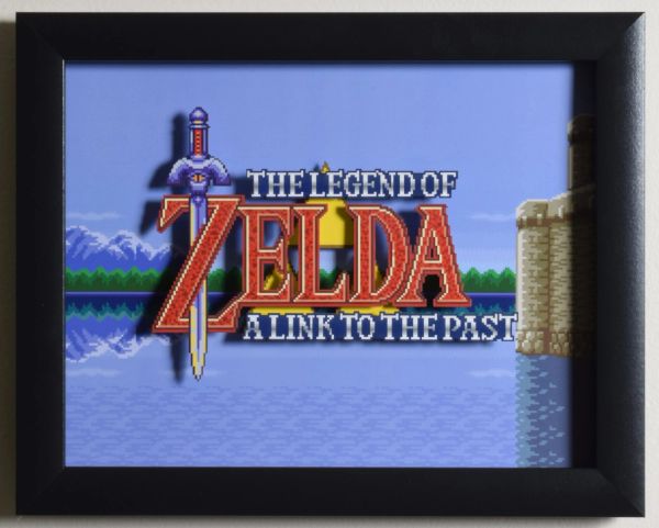 Legend of Zelda: A Link to the Past (SNES) - "Title Screen" 3D Video Game Shadow Box with Glass Frame 10 x 12.5 inches