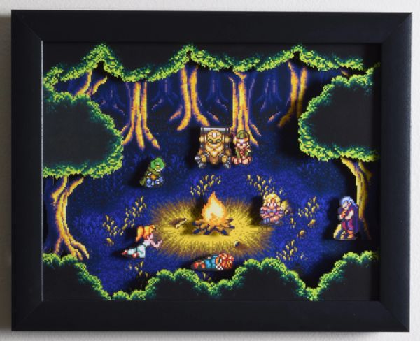 Chrono Trigger Shadow Box - "Fiona's Forest" 3D Video Game Shadow Box with Glass Frame 10 x 12.5 inches