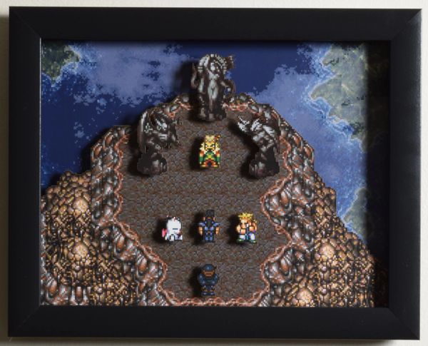 Final Fantasy III (SNES) - "The Floating Continent" 3D Video Game Shadow Box with Glass Frame 10 x 12.5 inches