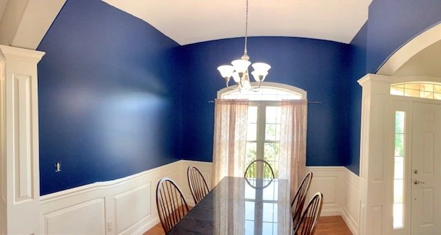 painting, walls, painting ideas, bold color, painting daisies, dining room, chair rail, elkhart