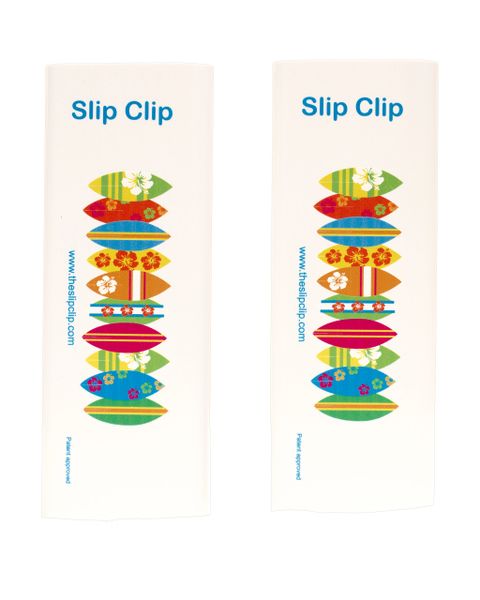 2 Slip Clips Per Pack - Perfect Beach Towel and Boat Clip - White with Surf Boards